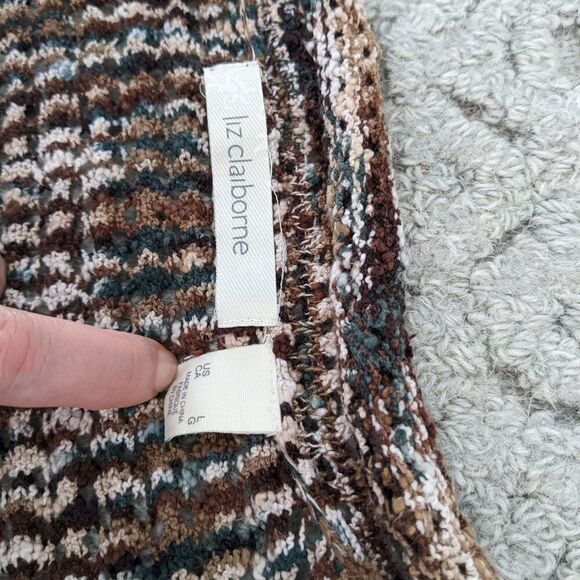 LIZ CLAIBORNE Boho cotton rayon open front cardigan earthy tone Large @O - Picture 3 of 10